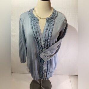 Talbots Woman’s Cardigan Sweater Size 1X Color Pale Blue 55% Silk 3/4 Sleeves